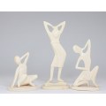 set sculpturi Art Deco " African Revival ".fildes natural. cca 1930